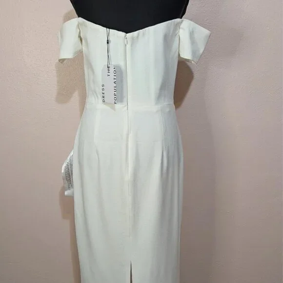 (NWT) Dress The Population Womens Off The Shoulder Dress M Off White Ivory NEW - Picture 6 of 14